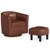 Modern Club Swivel Accent Chair with Ottoman Footrest Curved Backrest-Brown - Color: Brown D681-HV10670BN