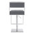 25" Gray And Silver Faux Leather And Iron Swivel Low Back Adjustable Height Bar Chair N270-477136