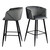 Set of Two 28" Gray And Black Velvet And Steel Low Back Bar Height Bar Chairs N270-483779