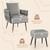 Modern Dutch Velvet Accent Chair and Ottoman Set with Weaved Back and Arms-Gray - Color: Gray D681-HV10502GR