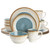 Elama Louann 16 Piece Stoneware Dinnerware Set in Blue and Beige D970-ELM-LOUANN