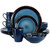 Gibson Elite 16 Piece Priya Reactive Glaze Stoneware Dinnerware Set in Blue D970-142747.16