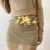 Color: Gold - Women Luxury Fashion Design Metal Tulip Flower Waistband Chain Skirt Pants Dress Jean F640-12000042218061135
