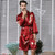 Color: Red, Size: XL - Men's simulation silk long sleeve nightgown Q119-CJNSNYZP00029-Red-XL