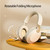 Bluetooth Headset Stereo Music External Folding Wireless Gaming Headphones with Microphone Beige K484-PEL_0M1JCNGZ