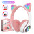 Cute Cat Ears Wireless Headphones with Mic Stereo Music Gaming Led RGB Bluetooth Headset Purple K484-PEL_0MYFB7UR