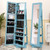 360?° Rotatable 2-in-1 Lockable Jewelry Cabinet with Full-Length Mirror-Blue - Color: Blue D681-HW64483LU
