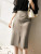 Lvory-White Sheepskin Split A-line Skirt, Midi Length, Hips, V Spliced, Elephant Grey, Spring and A F640-3256807007332280