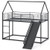 House-shaped Metal Twin Over Twin Low Bunk Bed-Black - Color: Black - Size: Twin Size D681-HU11148US-TDK