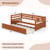 Twin Size Trundle Platform Bed Frame with  Wooden Slat Support-Walnut - Color: Walnut D681-HW64316HT
