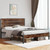 Queen size Modern Farmhouse Metal Platform Bed Frame with Brown Wood Headboard Q280-QNFLRBFHD9918537624