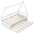 Twin Size House Bed with Trundle and Safety Guardrail-White - Color: White - Size: Twin Size D681-HU10914WH