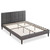 Full size Grey Upholstered Platform Bed Frame with Padded Headboard Q280-FLGUPB18958173
