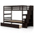 Twin Over Twin Bunk Bed with Storage Stairs and Drawers-Coffee - Color: Coffee D681-HU10963CF+