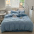 Color: Cream Blue, Size: 1.5m 4PCs Quilt Cover 180x220 - Solid Color Super Soft Washed Cotton Bed F Q119-CJCS244183166NM