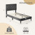 Upholstered Platform Bed with Tufted Headboard and Wooden Slats-Twin Size - Color: Gray - Size: Twi D681-HU10907GR-T