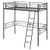 Twin Size Loft Bed Metal Bed Frame with Ladder and Guardrails-Black B593-HU10825