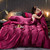 Pattern: Wine Red, Size Specification: 1.8m 4pcs - Pure Color Washed Real Silk Quilt Cover Four-pie Q119-CJCS239946080BY