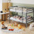 Twin Size Sturdy Wooden Bunk Beds with Ladder and Safety Rail-Gray - Color: Gray - Size: Twin Size D681-HW62351GY