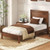 Twin Size Wooden Bed Frame with Headboard and Slat Support-Walnut - Color: Walnut - Size: Twin Size D681-HU10900WN-T