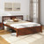 Wooden Platform Bed with Headboard and Slat Support-Queen Size - Color: Walnut - Size: Queen Size D681-HU10842WN-Q