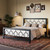 Queen Black Metal Platform Bed Frame with Circle Medallion Headboard Footboard Q280-QWNBK19826