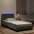  Bed Frame with LED without Mattress "Hanko" Light Gray 39.4"x79.9" Velvet A949-3213807