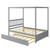 Gray Full Size Canopy Platform Bed with Twin Roller Trundle Bed Q280-GRCD0716