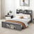 Full Size Bed Frame with Storage Modern Platform Bed with Headboard-Full Size - Color: Gray - Size: D681-HU10969GRF+
