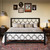 King Black Metal Platform Bed Frame with Circle Medallion Headboard Footboard Q280-KNGBK20264
