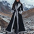 Winter Women's Retro Black Ethnic Style Faux Fur Trim Suede Long Coat Q119-CJYD2601269