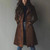 Women's Lapel Suede Long Trench Coat Q119-CJYD2563538