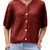Color: Burgundy, Size: L - Women's Solid Color Short-sleeved Cardigan Round Neck Button Q119-CJMY247049115OL