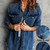 Color: Deep  Blue, Size: S - European And American Style Women Retro Washed Denim Jacket Casual Wit Q119-CJYD244443420TG