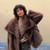 Women's Pure Color Versatile Faux Fur Collar Long Sleeve Coat Plus Size Outerwear Q119-CJYD2621341