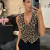 Color: black, Size: S - MUJER Leopard Print Vests for Women Waistcoat Cropped Sleeveless Vest Woman F640-12000042554928071