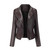 Color: Brown, Size: XXL - PU Lapel Women Slim-fit Leather Coat Women Q119-CJYD210764857EV
