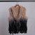 Color: Khaki, Size: XL - Luxury Women's Genuine Premium Long Hair Rabbit Fur Knit Vest Raccoon Fur  F640-12000038456018647