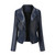 Color: Dark Blue, Size: L - PU Lapel Women Slim-fit Leather Coat Women Q119-CJYD210764816PK