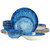 Elama Oceanus 16 Piece Porcelain Double Bowl Dinnerware Set in Blue D970-ELM-OCEANUS-16