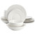 Elama Kate 16 Piece Textured Trim Double Bowl Porcelain Dinnerware Set in White D970-ELM-KATE16