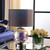 19" Iridescent Glass Globe Table Lamp With Gray Classic Drum Shade N270-468730