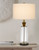 30" Clear Metal Table Lamp With White Empire Shade N270-524712