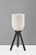 23" Black Solid Wood Tripod Table Lamp With White Ribbed Glass Shade N270-524622