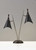 22" Black and Silver Metal Two Light Desk Lamp With Black Cone Shades N270-372550