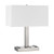 21" Nickel Metal Two Light Desk USB Table Lamp With White Shade N270-524760
