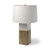 White Marble And Natural Wood Block Table Or Desk Lamp N270-392245