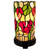 14" Red Green and Black Floral Stained Glass Accent Lamp N270-478105
