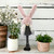 20" Gray and Pink Fabric Bunny Ears Sitting Gnome N270-493024