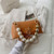 Elegant Big Pearl Chain Handle Three-dimensional Fairlady Fashion Mini Hangbag - Orange A392-fhbg0366